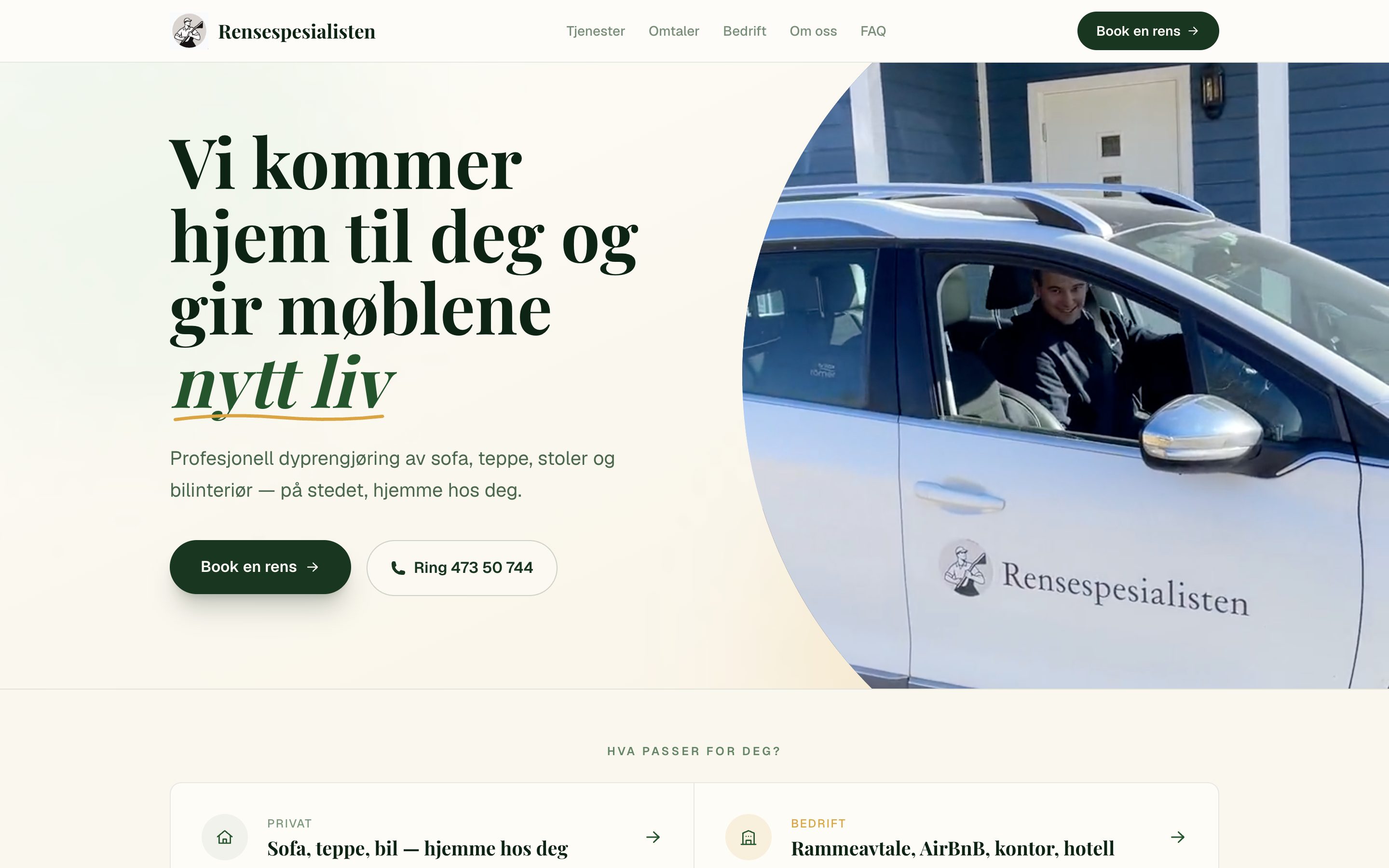 Nettside for Rensespesialisten, rensespesialisten.no